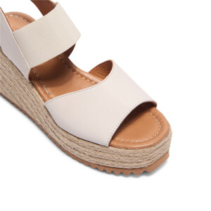 Carl Scarpa Adept Off White Leather Wedge Espadrille Sandals